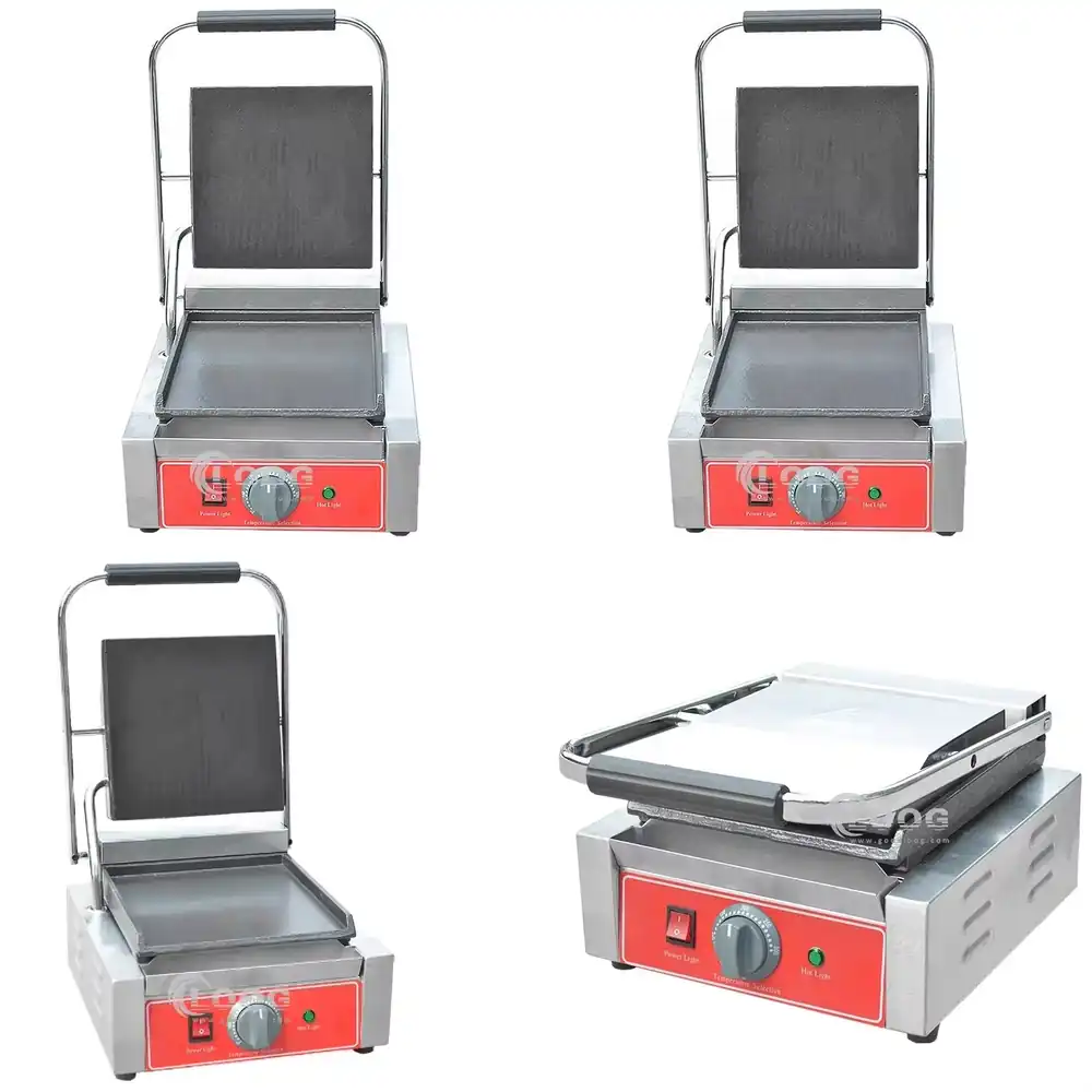 Sandwich Press Panini - เครื่องทำแซนวิชไฟฟ้าแบบกด สเตนเลสสตีล สำหรับทำพานินี่เชิงพาณิชย์