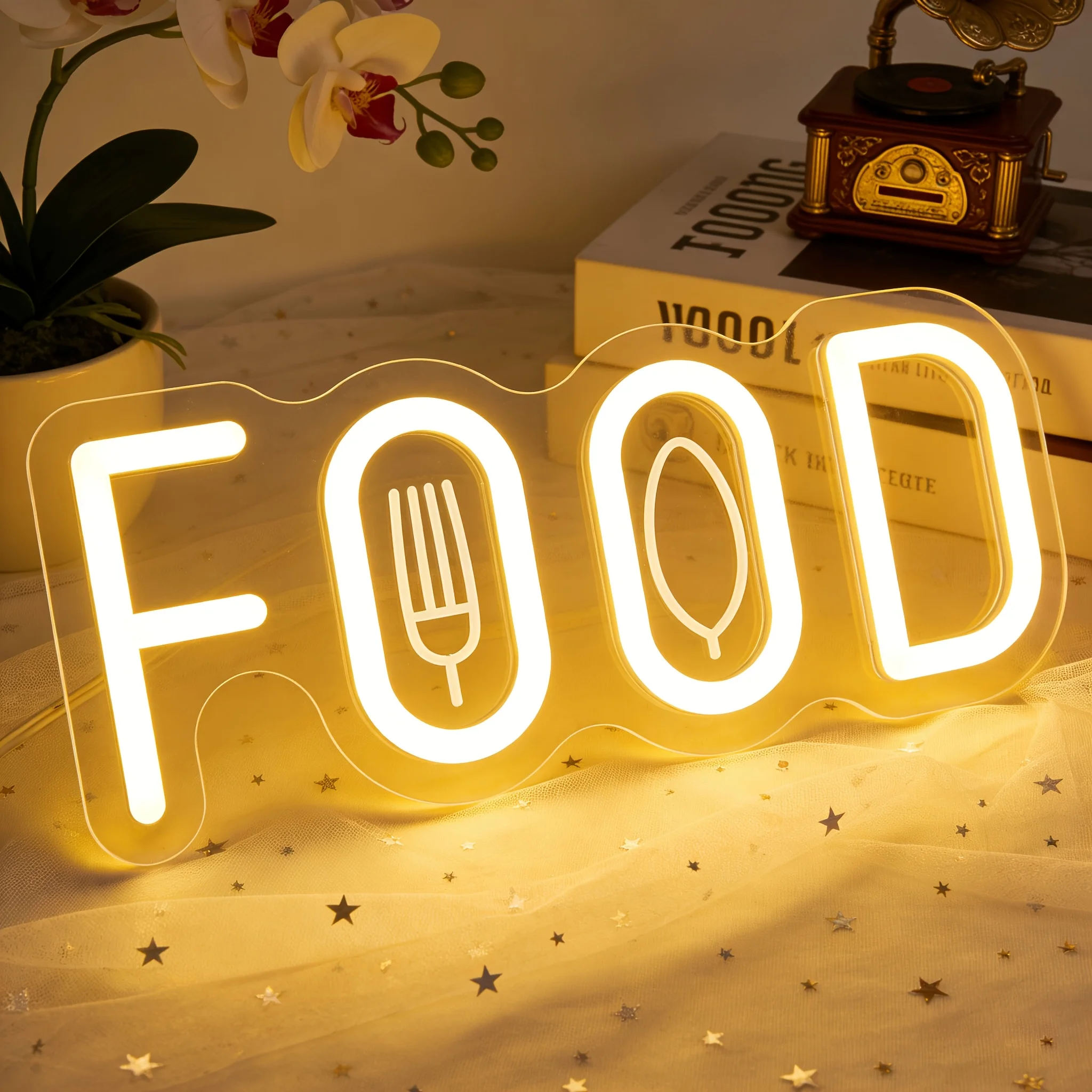 Commercial Kitchen Windows - ป้ายไฟนีออนรูปอาหารสำหรับร้านอาหาร ป้ายไฟ LED ปรับความสว่างได้ สำหรับตกแต่งร้านอาหาร มีด