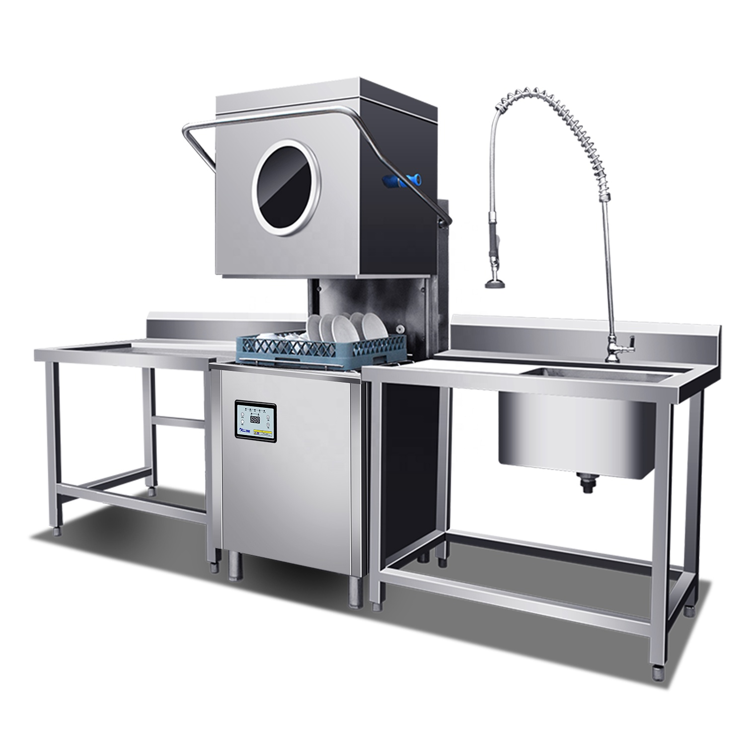 Commercial Kitchen Dishwasher - เครื่องล้างจานอัตโนมัติแบบตั้งพื้น 16 กิโลวัตต์ สำหรับร้านอาหาร โรงแรม ครัวเชิงพาณิชย์