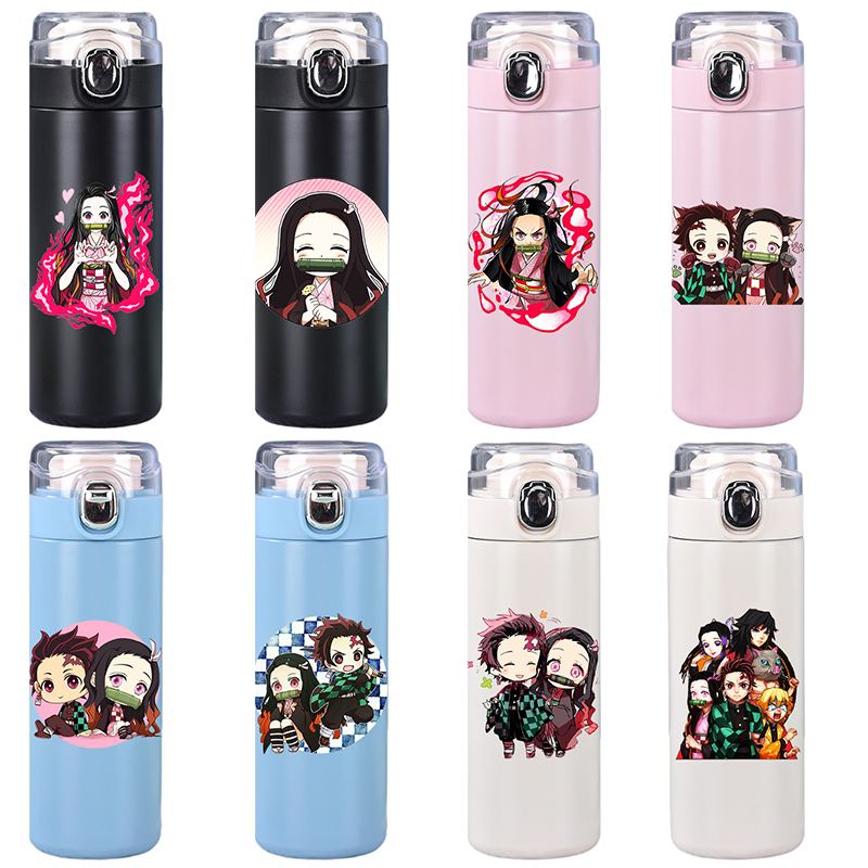 Commercial Kitchen Kettle - Anime Demon Slayer พิมพ์ 400ml ถ้วยถ้วยสแตนเลสความร้อนกาแฟกระติกน้ําฉนวนขวดน้ํา