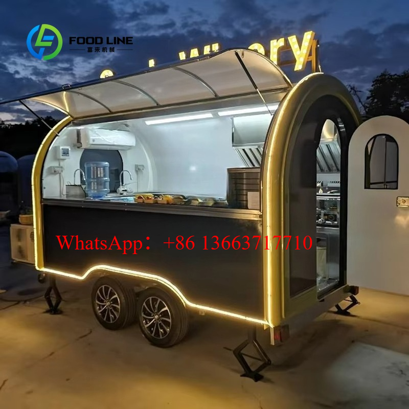 Commercial Kitchen Windows - รถพ่วงขายอาหารทรงกลมแบบกำหนดเองได้ คุณภาพสูง รถเข็นขายอาหารพร้อมครัวครบชุด ปี 2025 หน้าต่างบานเลื่อน
