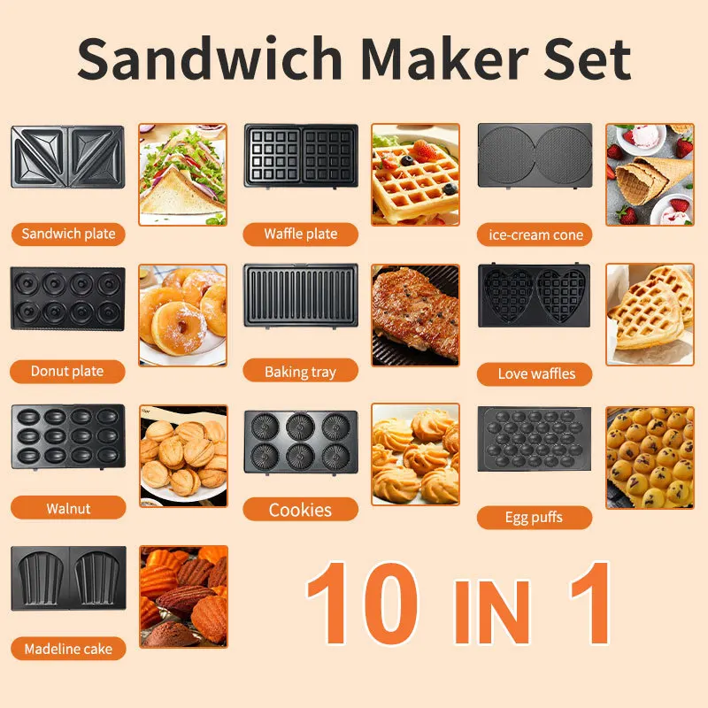 Sandwich Press Panini - เครื่องใช้ไฟฟ้าในครัวเรือน 220/110V เครื่องทำแซนวิช 10 in 1