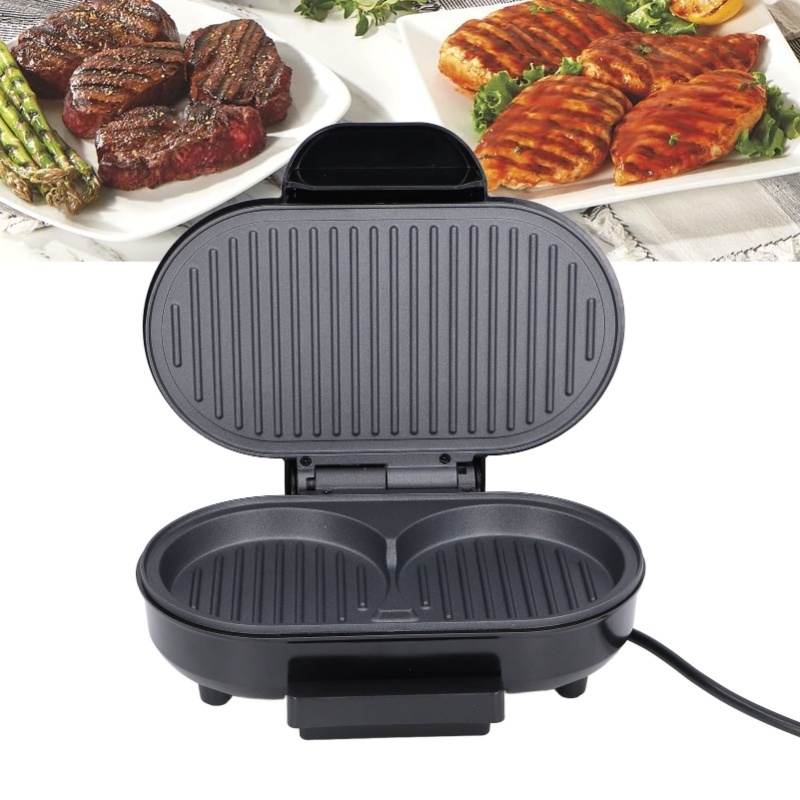 Sandwich Press Panini - เตาปิ้งย่างไฟฟ้า 750 วัตต์, เครื่องทำเบอร์เกอร์ไฟฟ้า, เตาย่างในบ้านขนาดกะทัดรัด, เครื่องทำปานินีอเนกประสงค์,