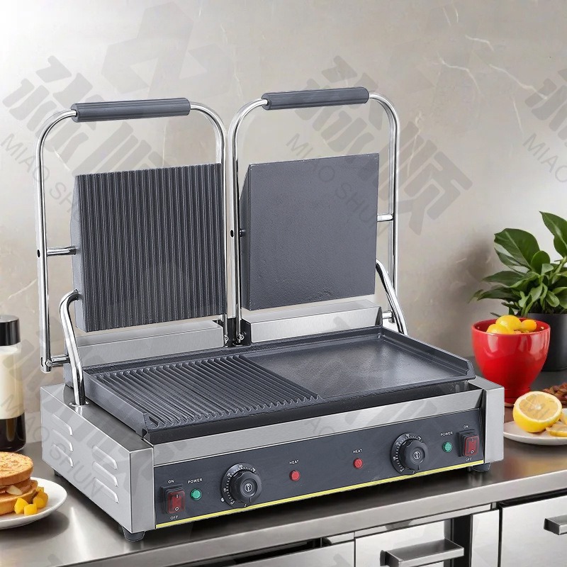 เตาปิ้งย่างไฟฟ้าแบบแผ่นเรียบแล - Sandwich Press Panini บทวิจารณ์และราคา